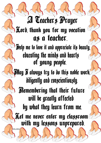 A Teacher's Prayer Poster