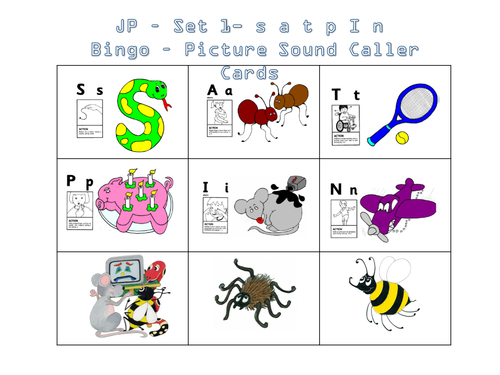 jolly phonics bingo set 1 to 7 teaching resources