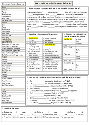 Present Indicative of irregular verbs | Teaching Resources