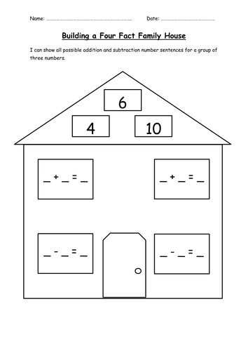 Fact family houses; inverse operations | Teaching Resources