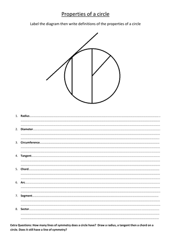 Properties of a Circle by Jillatha - Teaching Resources - TES