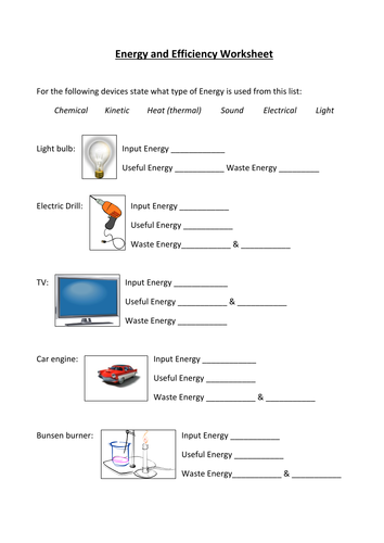 energy transfers and sankey diagram worksheet teaching