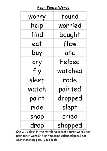 past tense verbs teaching resources