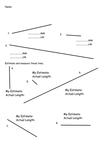 Estimating and Measuring sheets | Teaching Resources