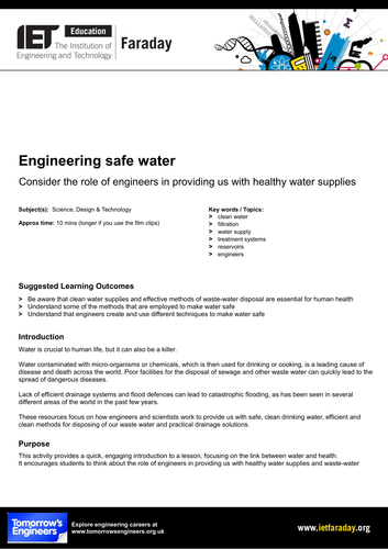 Engineering safe water | Teaching Resources