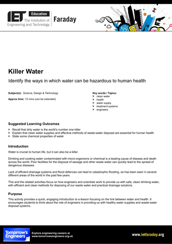 Killer water | Teaching Resources