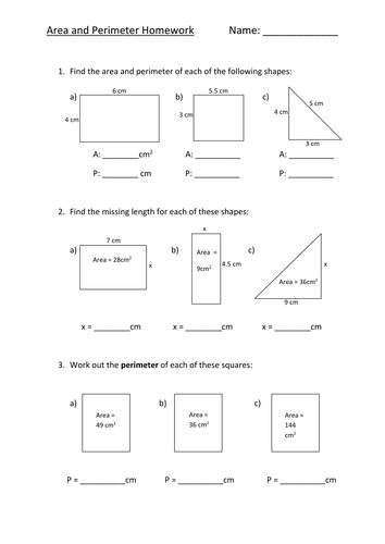 perimeter homework year 3