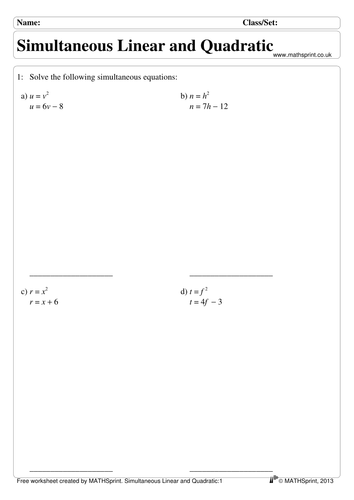 Quadratic Equations practice questions + solutions | Teaching Resources