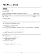 VBA Cheatsheet | Teaching Resources