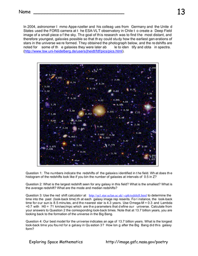 Problem 13, A Glimpse of the Most Distant Galaxy | Teaching Resources