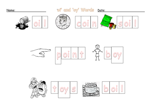 oi digraph worksheets | Teaching Resources