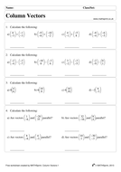 Column Vectors practice questions + solutions | Teaching Resources