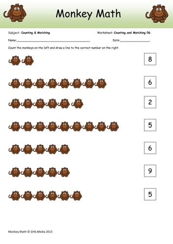 Monkey Maths - Counting and Matching | Teaching Resources