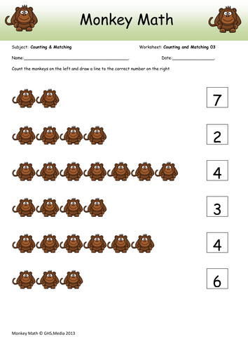 Monkey Maths - Counting and Matching | Teaching Resources