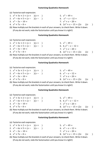 Steps to factoring quadratic equations picture