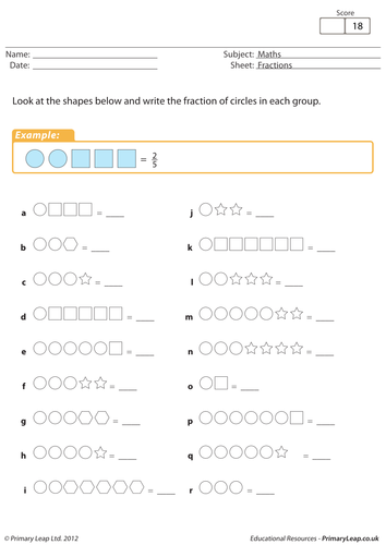 Fractions of shapes - KS2 worksheet | Teaching Resources