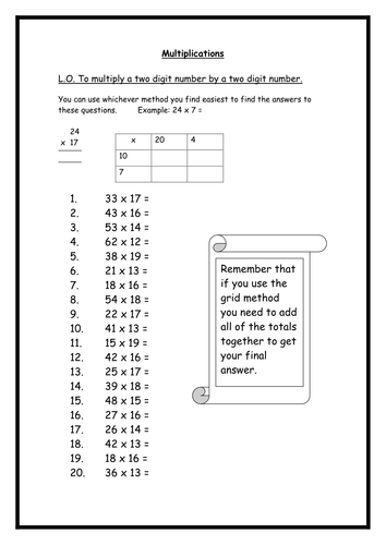 multiplication worksheets teaching resources