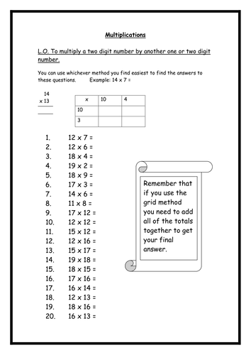 multiplication worksheets teaching resources