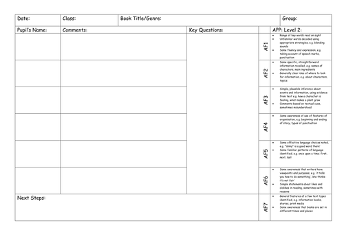 Guided/Group Reading Recording Sheets | Teaching Resources