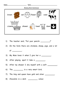 'ow' making the /ou/ sound Worksheets by barang - UK Teaching Resources ...