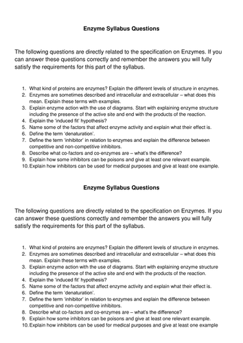 Enzymes | Teaching Resources