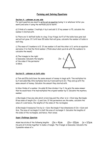 worded and tes  Equations.docx Solving worksheet Forming algebra questions 11)