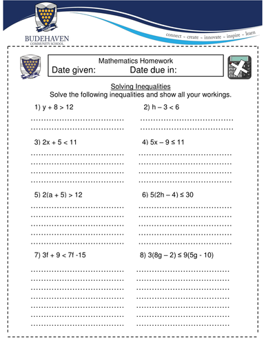 Inequalities, regions; worksheets and answers | Teaching Resources