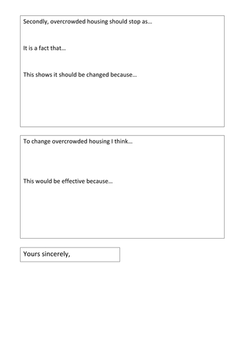 Formal Letter Writing Overcrowded Housing Teaching Resources