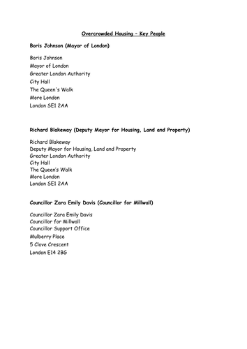 Formal Letter Writing Overcrowded Housing Teaching Resources