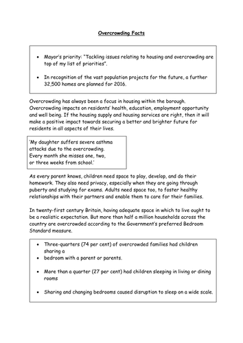Formal Letter Writing Overcrowded Housing Teaching Resources