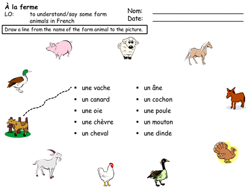 Les Animaux de la Ferme, Animals of the Farm in French