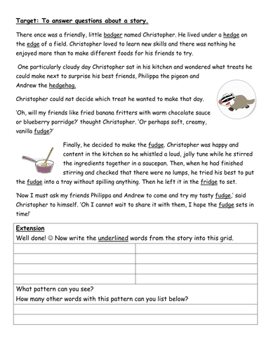 phonic comprehension worksheets ks1 yr 2 teaching