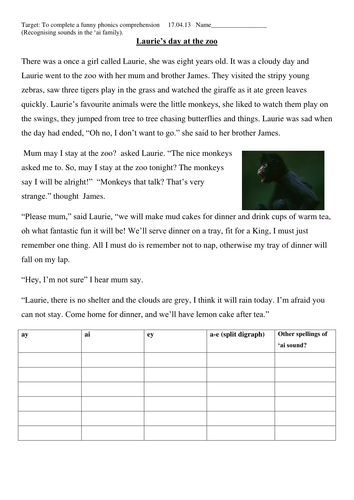 Phonic Comprehension Worksheets KS1 (Yr 2) | Teaching Resources