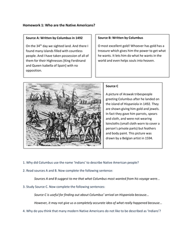 Native American Worksheet tasks | Teaching Resources