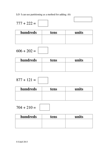 ks1 maths using partitioning to add teaching resources