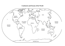 Continents And Oceans Worksheet