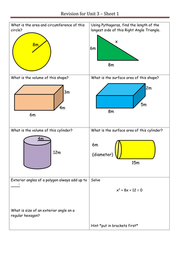 Unit 3 Higher: Geometry and Algebra revision | Teaching Resources