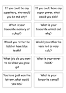 Ice breaker questions: KS2 transition activity by carlfarrant88 ...