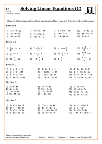 Solving Linear Equations by CazoomMaths - Teaching ...