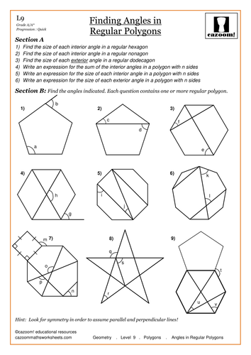 Printables Interior Angles Of A Polygon Worksheet interior and exterior angles of polygons worksheet abitlikethis geometry level 9 finding in regular pdf
