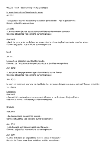 Wjec french essay titles image