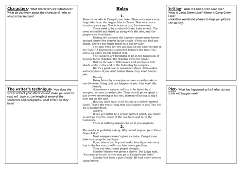 Worksheet Holes Worksheets holes full scheme of work resources by jamestickle86 teaching analysing the opening lesson 1 doc