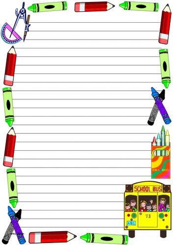 'Back To School' Themed Lined paper and Pageborder | Teaching Resources