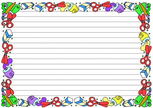 'Back To School' Themed Lined paper and Pageborder