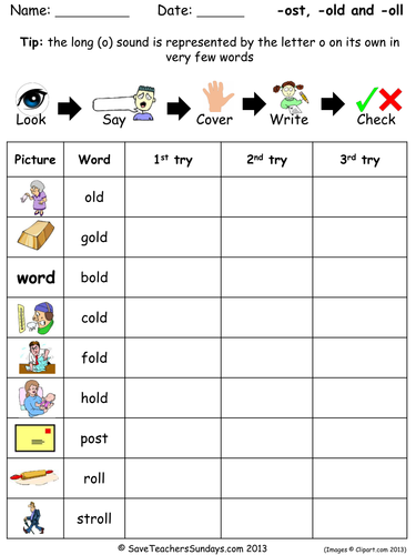 2 phonics year homework Aut001 text Long plain as 2  and (o)   Year Spellings ost â€“old,  oll