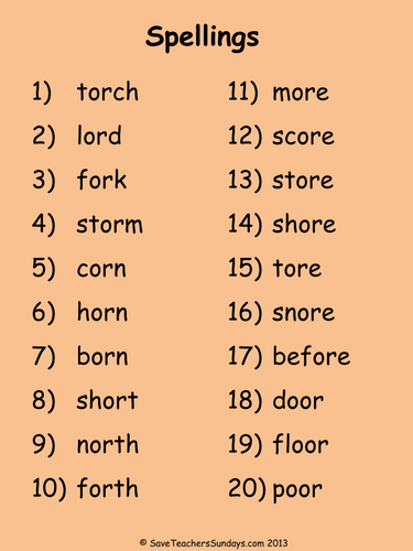 Spelling Worksheets Year 4