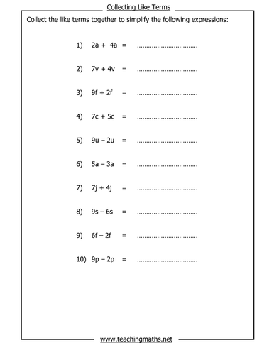 Printables. Combining Like Terms Worksheet 6th Grade. Messygracebook