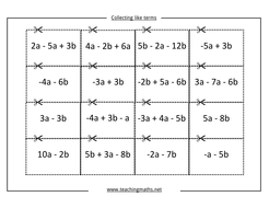 Collecting Like Terms by TeachingMaths_ - Teaching Resources - Tes