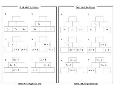 algebra like  Problems worksheets terms Simplifying.pdf Brick collecting Wall