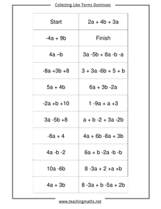 UK   Teaching by dominoes Terms Resources Collecting worksheets algebra Like TeachingMaths_  TES